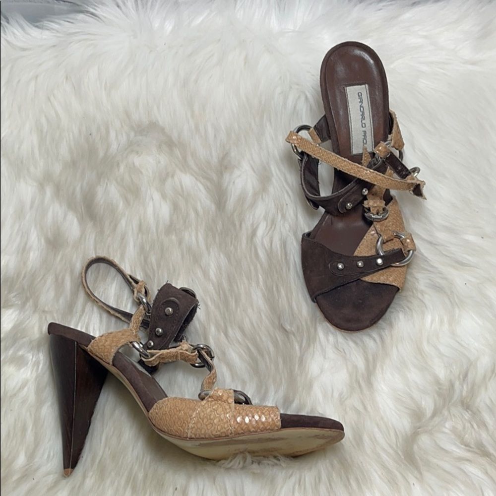 Giancarlo Paoli Suede/Snakeskin Heels Sz‎ 37/6.5